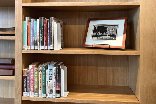 Tony Veazey Montana Room 2 mba award shelf in montana room