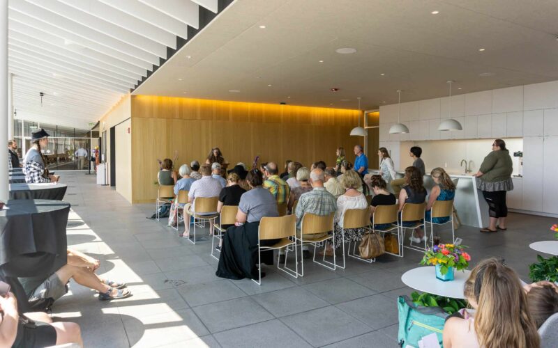 Speaker and audience in Level Four Reception Area