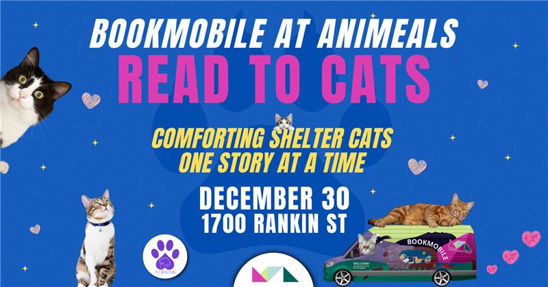 Bookmobile at Animeals. Read to Cats